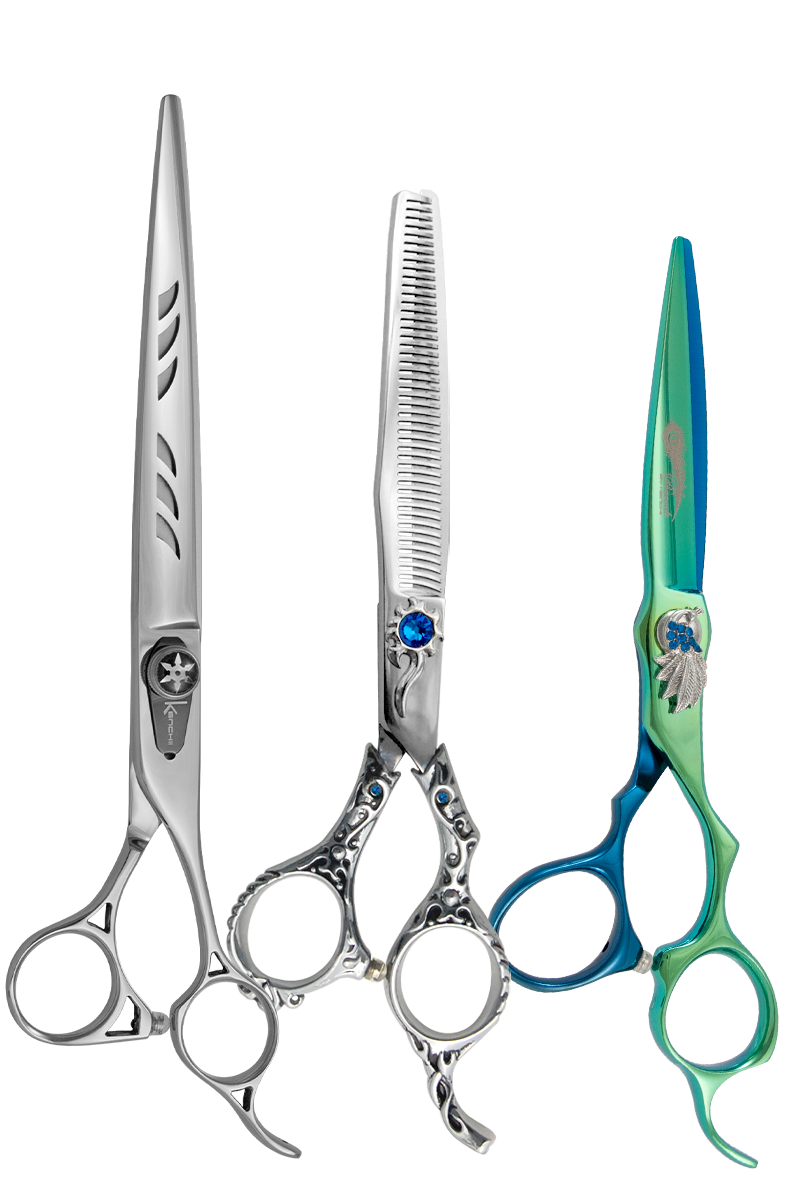Kenchii Professional Hair Stylist ShearsScorpian Set with 8 Curved Shear 8 Straight Shear 44 Tooth Texturizer 
